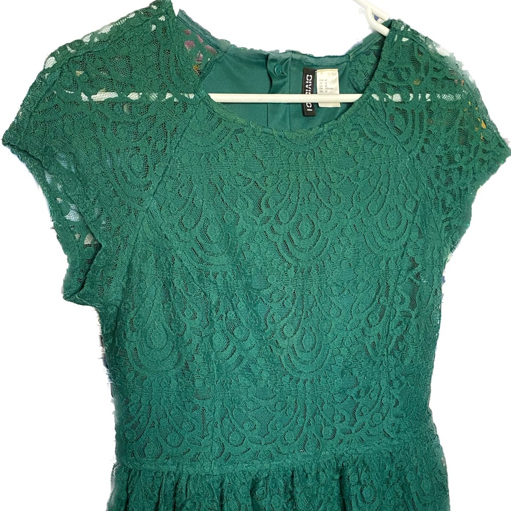 H&M Divided green lace mini dress